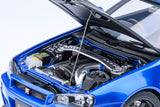 AUTOart NISMO R34 GT-R Z-TUNE BAYSIDE BLUE W/ CARBON HOOD