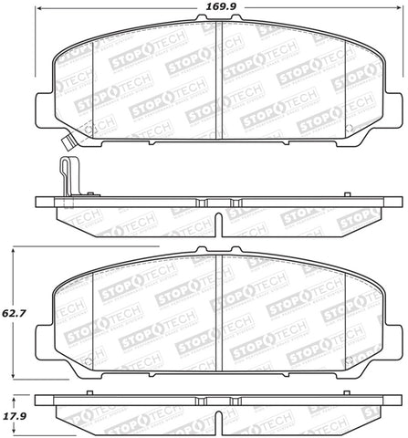 StopTech Sport Brake Pads w/Shims and Hardware - Rear