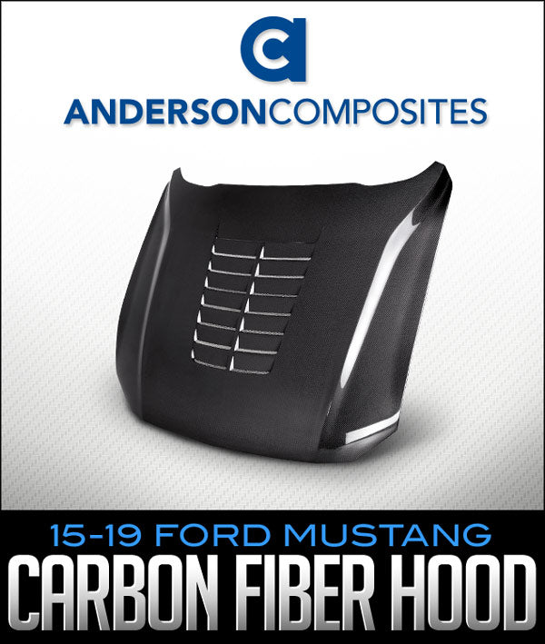 Anderson Composites Type-GT5 Carbon Fiber Hood: 2015-2019 Ford Mustang