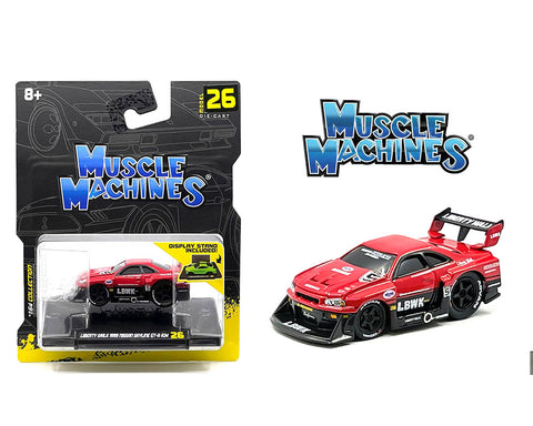 Muscle Machines 1:64 Liberty Walk 1999 Nissan GT-R R34- Red Pre Order