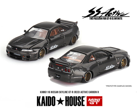 Kaido House x Mini GT 1:64 Nissan Skyline GT-R (R33) Active Carbon R Pre-Order