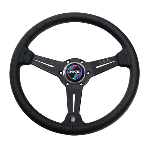 HKS 50th Anniversary x Nardi Sport Type-A Steering Wheel / 340mm / Perforated Leather / Oil Color Stitch / Silver Bezel