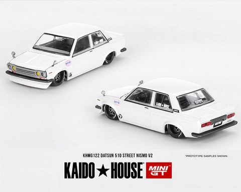 Kaido House x Mini GT 1:64 Datsun 510 Street Nismo V2- White Pre-Order