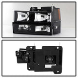 xTune Chevy Suburban 94-98 Headlights w/ Corner & Parking Lights 8pcs Black HD-JH-CCK88-AM-BK-SET