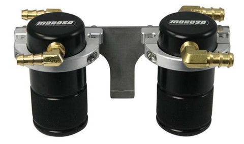 Moroso 08-14 Subaru STi (w/Front Mount Intercooler) Air/Oil Separator Catch Can - Billet Alum -Black