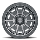 ICON Victory 17x8.5 6x120 0mm Offset 4.75in BS Smoked Satin Black Tint Wheel