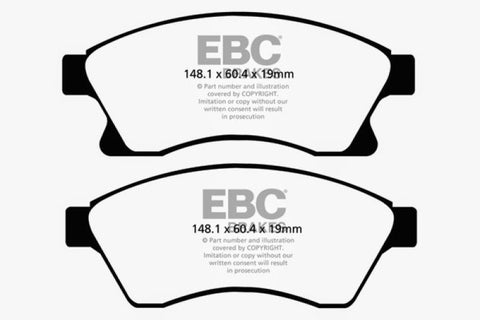 EBC 11+ Chevrolet Cruze 1.4 Turbo (10.9 inch front rotor) Yellowstuff Front Brake Pads