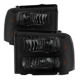 xTune Ford F250/350/450 Super Duty 05-07 Crystal Headlights Black Smoked HD-JH-FS05-AM-BSM