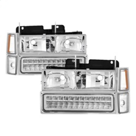 xTune 92-94 Blazer Full Size Corner/LED Bumper Headlights Chrome HD-JH-CCK88-LED-AM-C-SET
