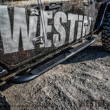 Westin 18-22 Jeep Wrangler JLU 4dr Platinum 4 Oval Nerf Step Bars - Tex. Blk