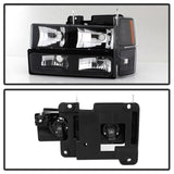 xTune Chevy Suburban 94-98 Headlights w/ Corner & Parking Lights 8pcs Black HD-JH-CCK88-AM-BK-SET