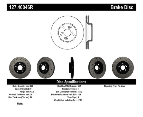 StopTech Nissan 370Z / 01-03 Acura CL / 06 EL / 04-09 TSX / 03-07 Honda Accord Coupe M/T / 05-08 Se