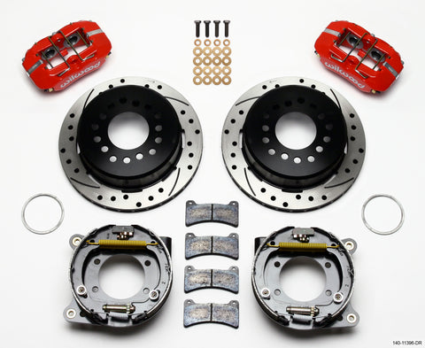 Wilwood Dynapro Low-Profile 11.00in P-Brake Kit Drill-Red Ford 8.8 w/2.50in Offset-5 Lug