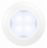 Hella 0500 Series Slim Line White 12V DC Round Soft LED Courtesy Light w/ White Plastic Rim