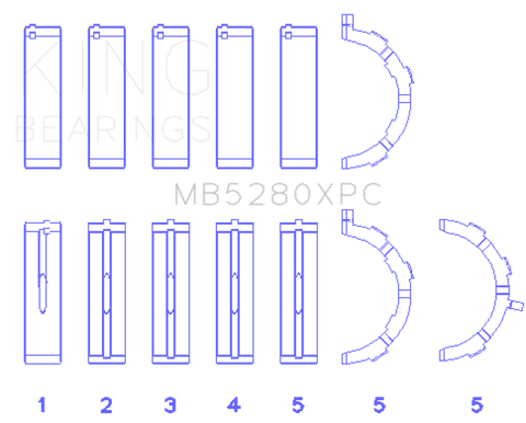 King Engine Bearings Ford 4.6L/5.4L V8 SOHC Performance Coated Main Bearing Set - Size STD