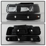 xTune Chevy Tahoe 00-06 Amber Crystal Headlights w/ Bumper Lights Black HD-JH-CSIL99-SET-AM-BK