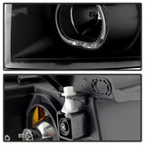 xTune Chevy Silverado 1500/2500/3500 07-13 LED Halo Projector Headlights Black PRO-JH-CSIL07-CFB-BK