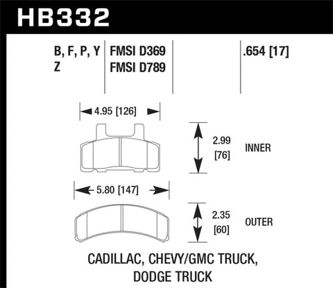 Hawk 1999-2000 Cadillac Escalade HPS 5.0 Front Brake Pads