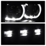 xTune Ford F150 09-14 Projector Headlights Halogen Model Only LED Halo Black PRO-JH-FF15009-CFB-BK