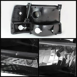 xTune Ford F150/Bronco 92-96 Headlights w/Corner Bumper 6pcs Amber- Black HD-JH-FB92-SET-AM-BK