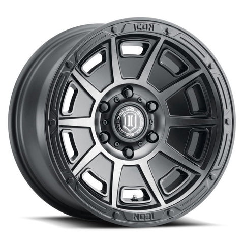ICON Victory 17x8.5 6x5.5 0mm Offset 4.75in BS Smoked Satin Black Tint Wheel